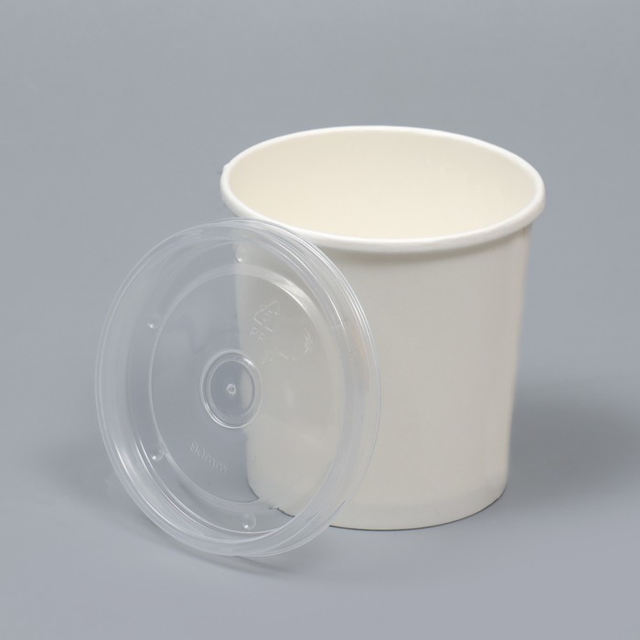 Изображение Стакан белый с пластиковой крышкой, 350 мл